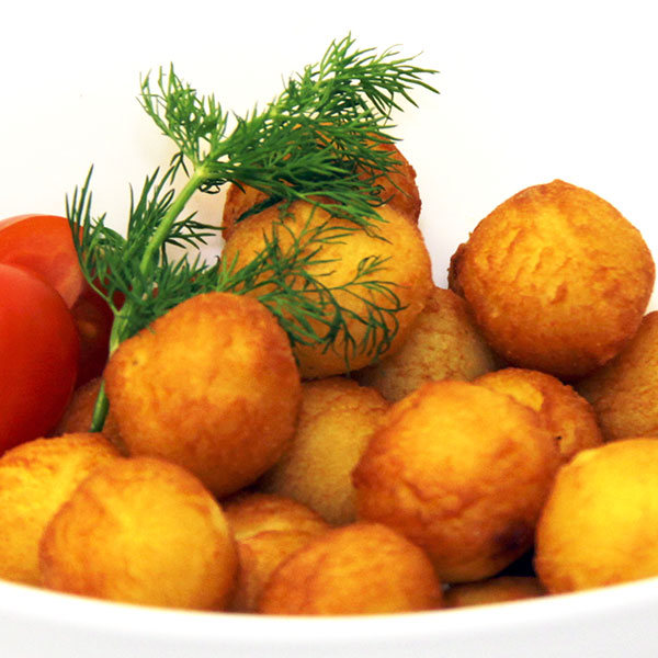 Bolas de patata con salsa de champiñones