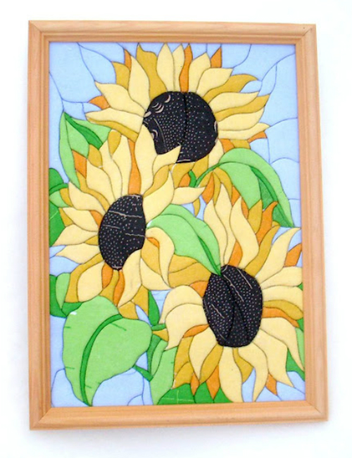 Cómo hacer una imagen de "Girasoles" en un mosaico sin agujas 